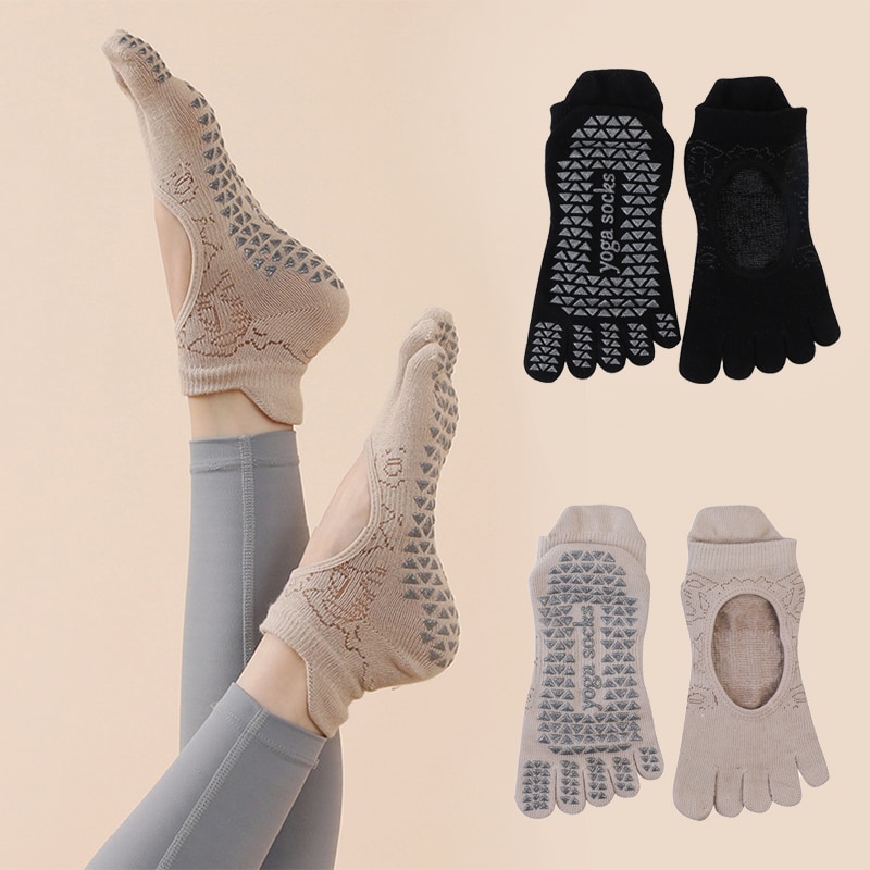 Pilates Yoga Grip Socks - Женские противоскользящие носки с пятью пальцами,