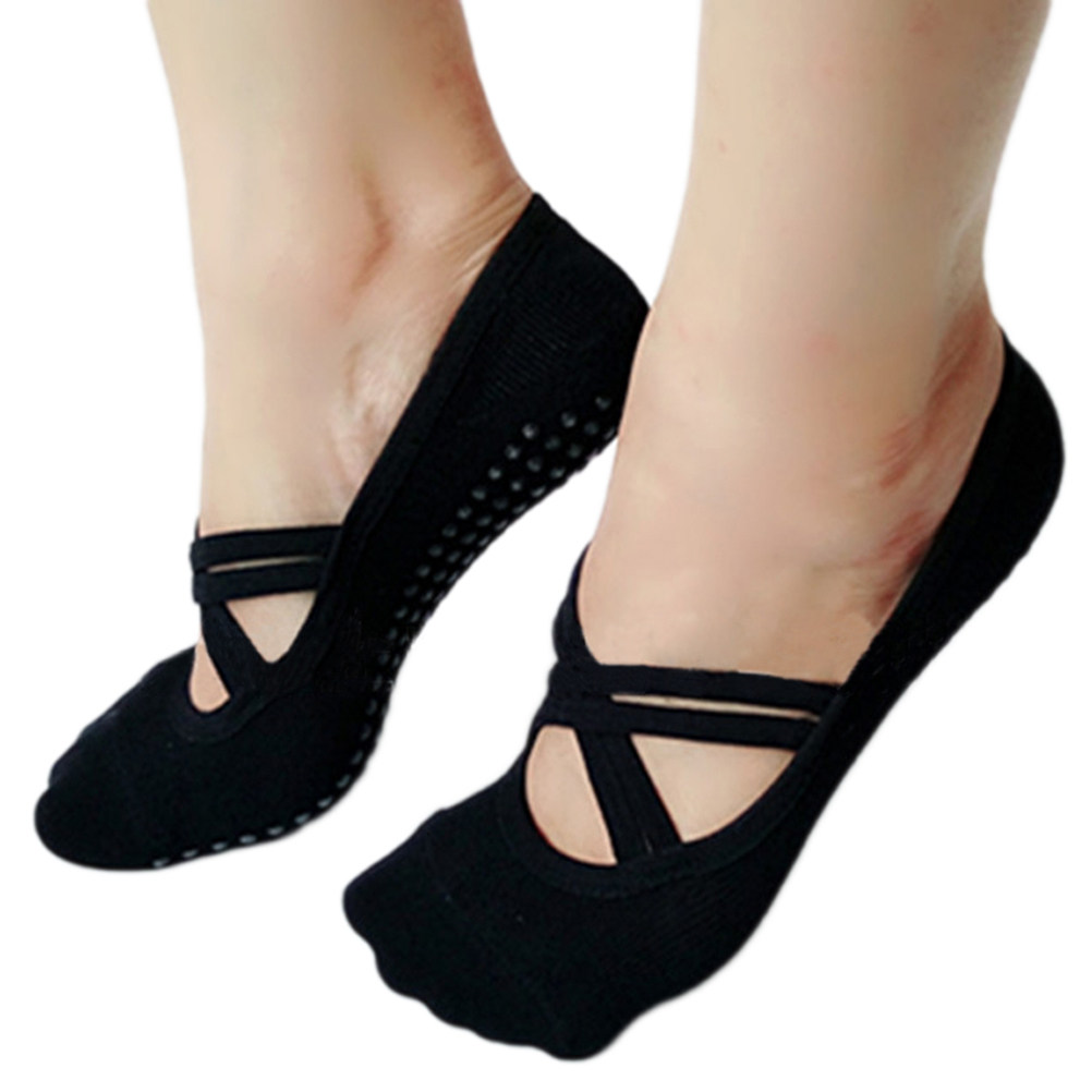 Pilates Yoga Grip Socks - Женские носки для йоги, черные, нескользящие,