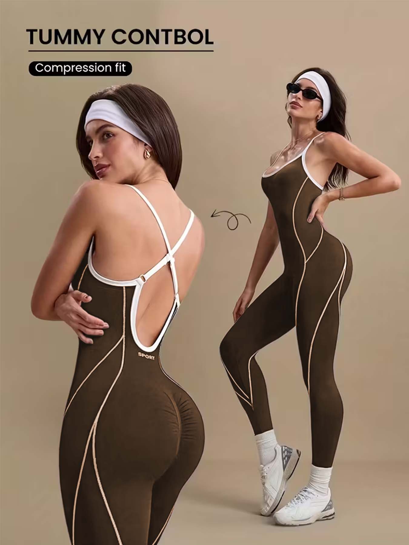 Pilates Ankle Strap - Женский коричневый комбинезон для йоги с